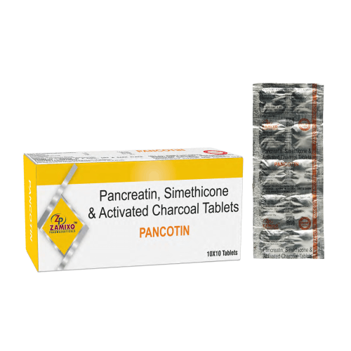 Pancotin Pancreatin, Simethicone & Activated Charcoal Tab. by Zamixo Pharmaceuticals